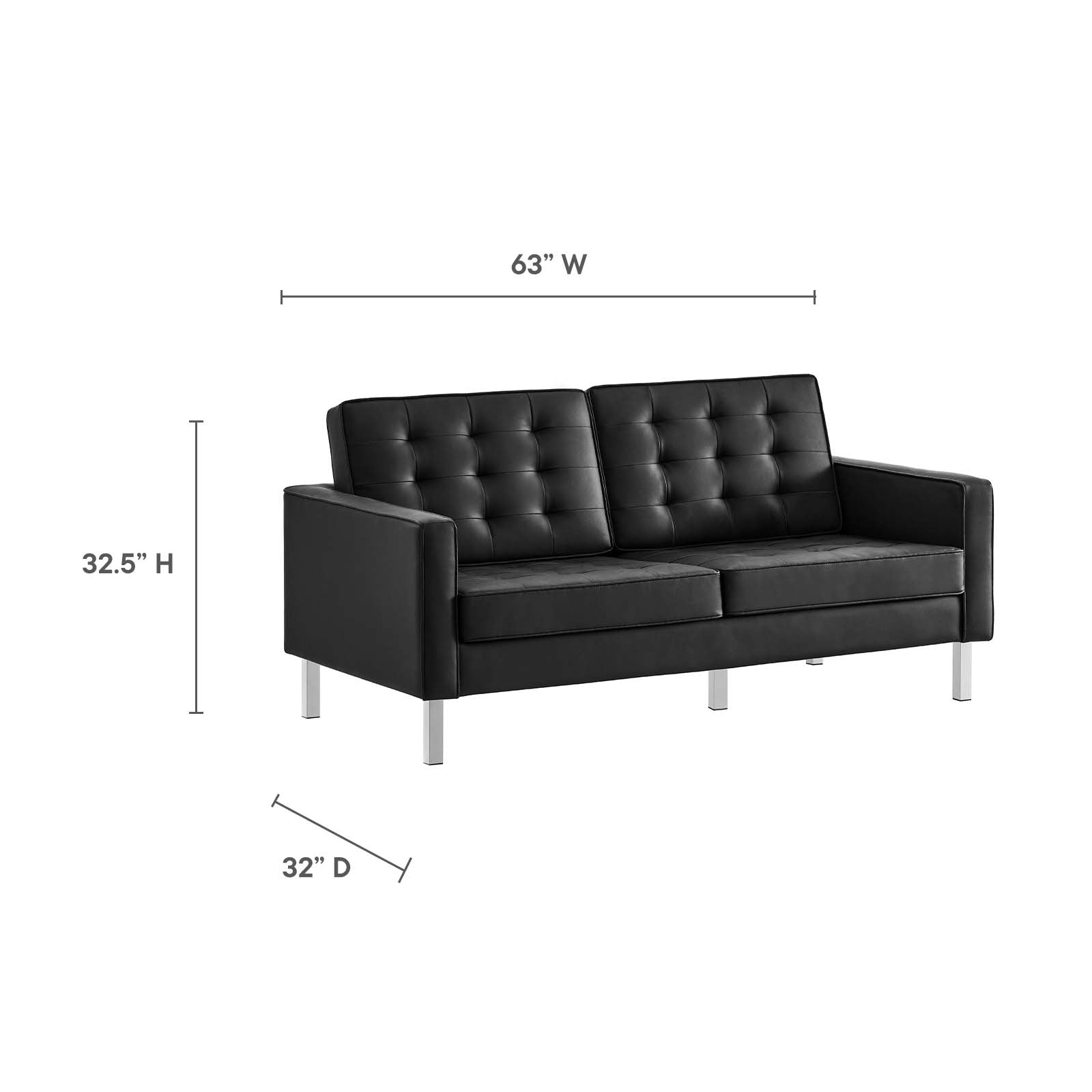 Loft Tufted Vegan Leather Loveseat By HouseBean