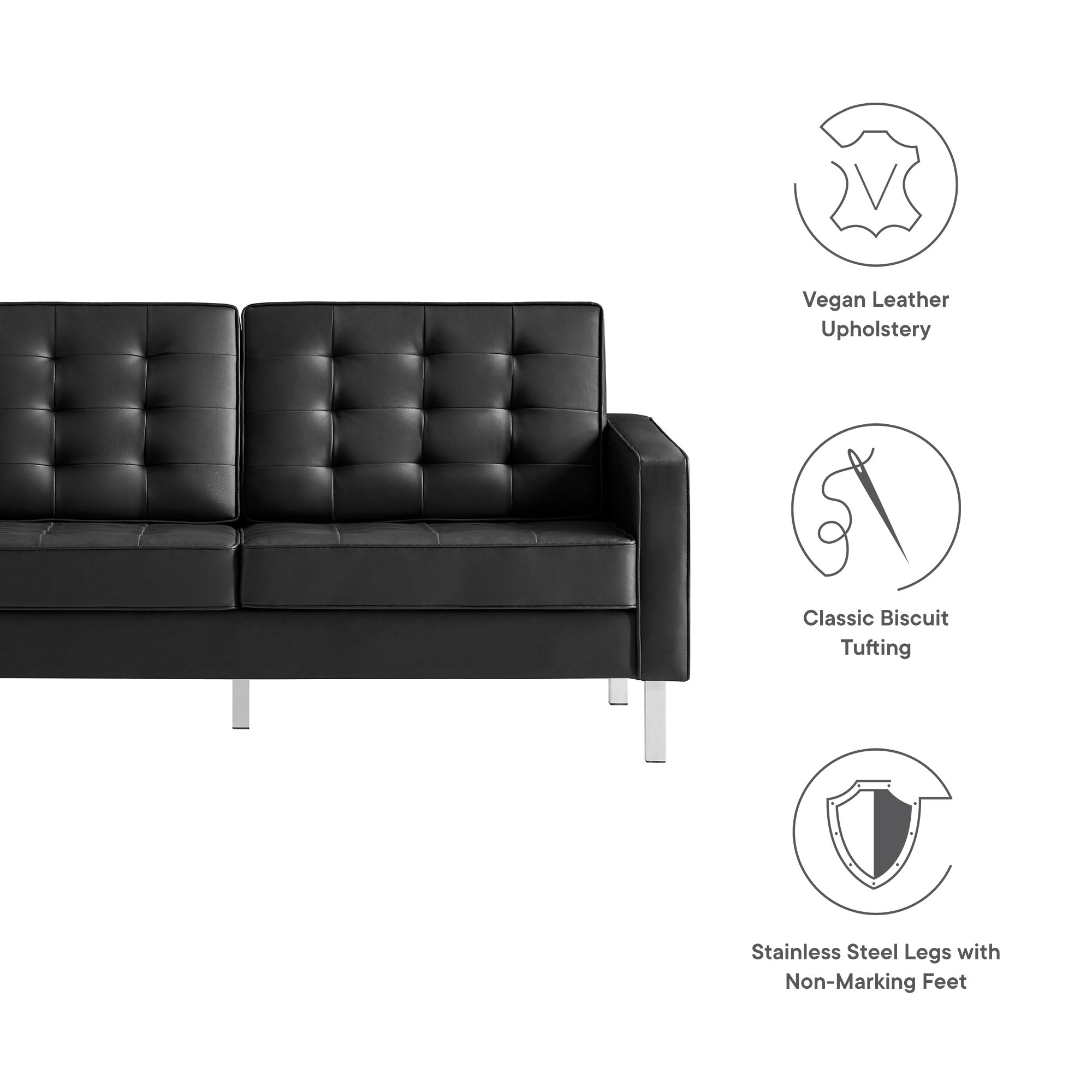 Loft Tufted Vegan Leather Loveseat by Modway