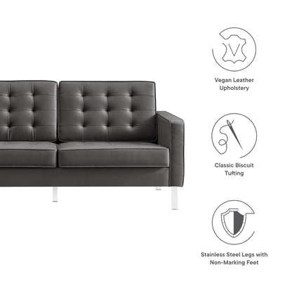 Loft Tufted Vegan Leather Loveseat by Modway