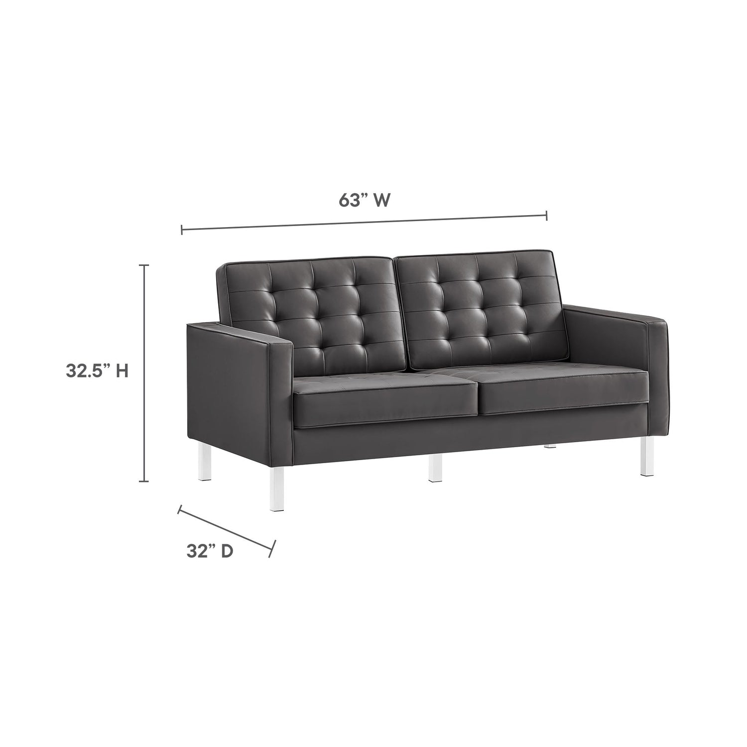 Loft Tufted Vegan Leather Loveseat by Modway