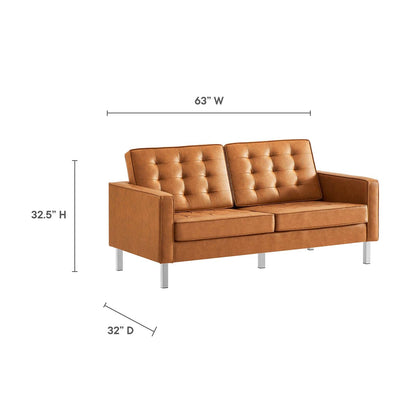 Loft Tufted Vegan Leather Loveseat By HouseBean