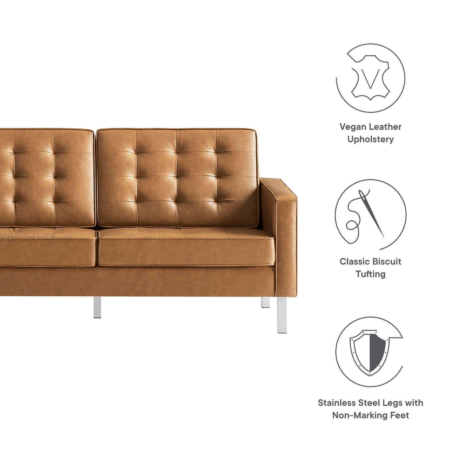 Loft Tufted Vegan Leather Loveseat by Modway