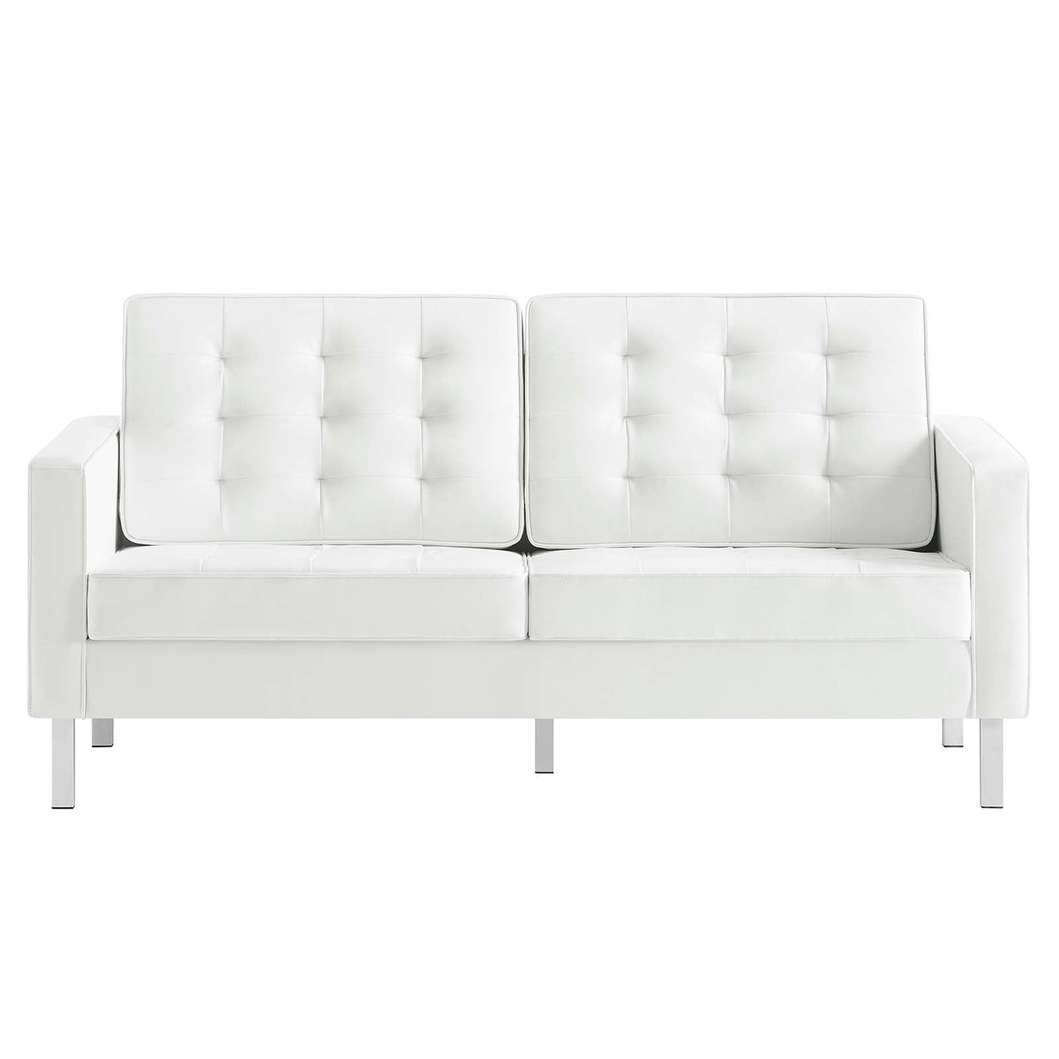 Loft Tufted Vegan Leather Loveseat By HouseBean