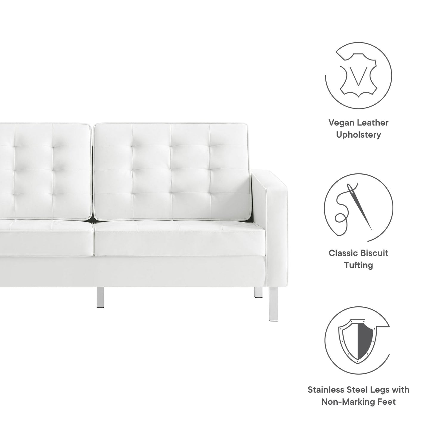 Loft Tufted Vegan Leather Loveseat by Modway