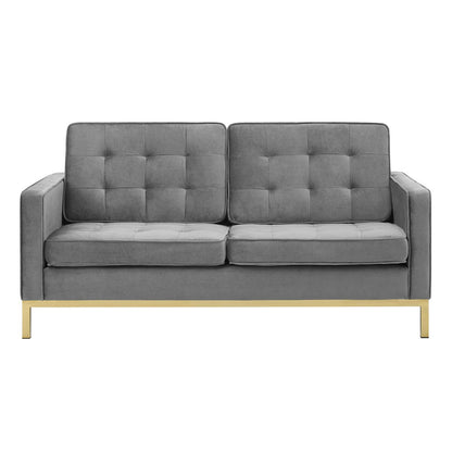 Loft Gold Stainless Steel Leg Performance Velvet Loveseat By HouseBean