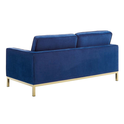 Loft Gold Stainless Steel Leg Performance Velvet Loveseat By HouseBean