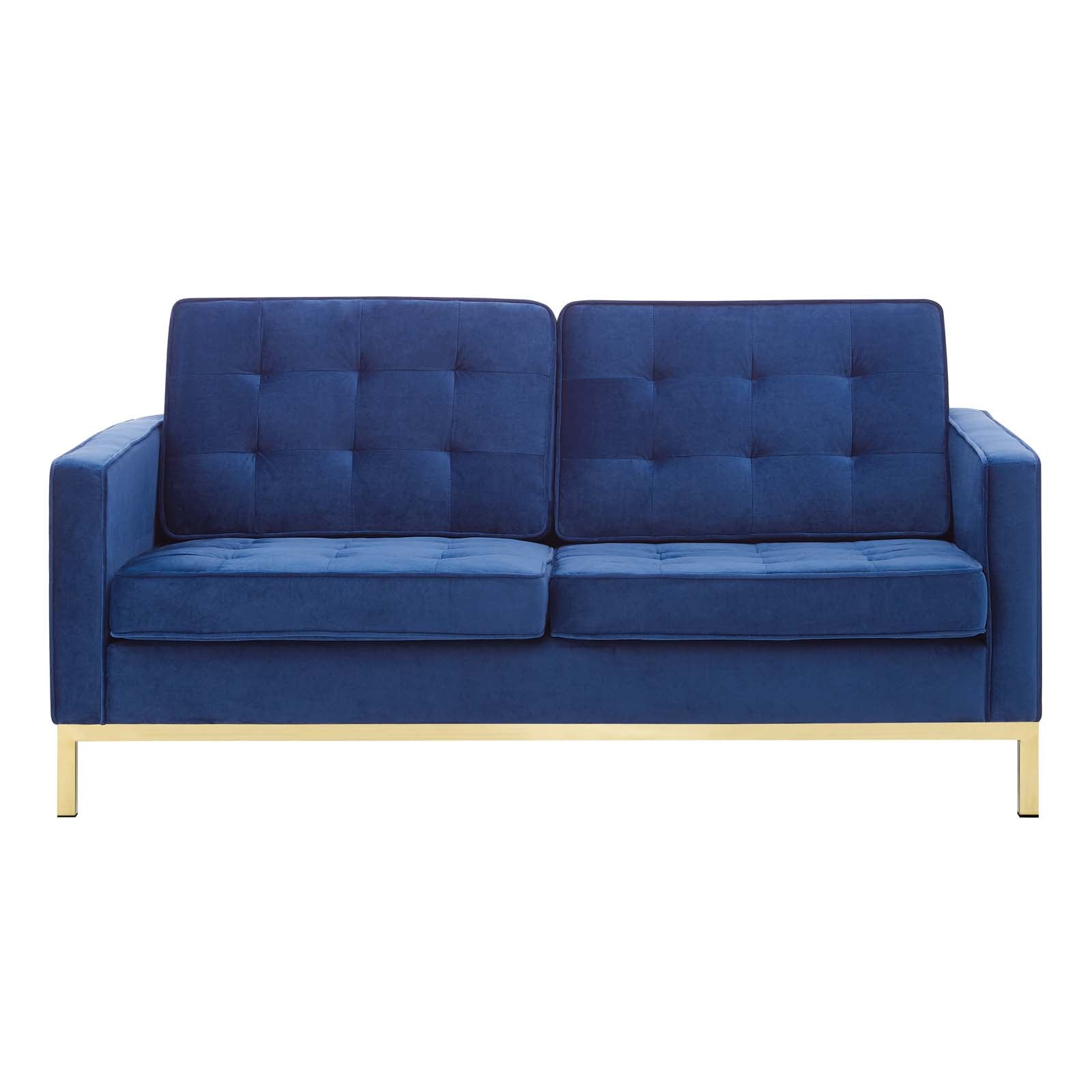 Loft Gold Stainless Steel Leg Performance Velvet Loveseat By HouseBean