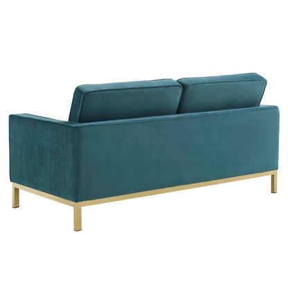 Loft Gold Stainless Steel Leg Performance Velvet Loveseat By HouseBean