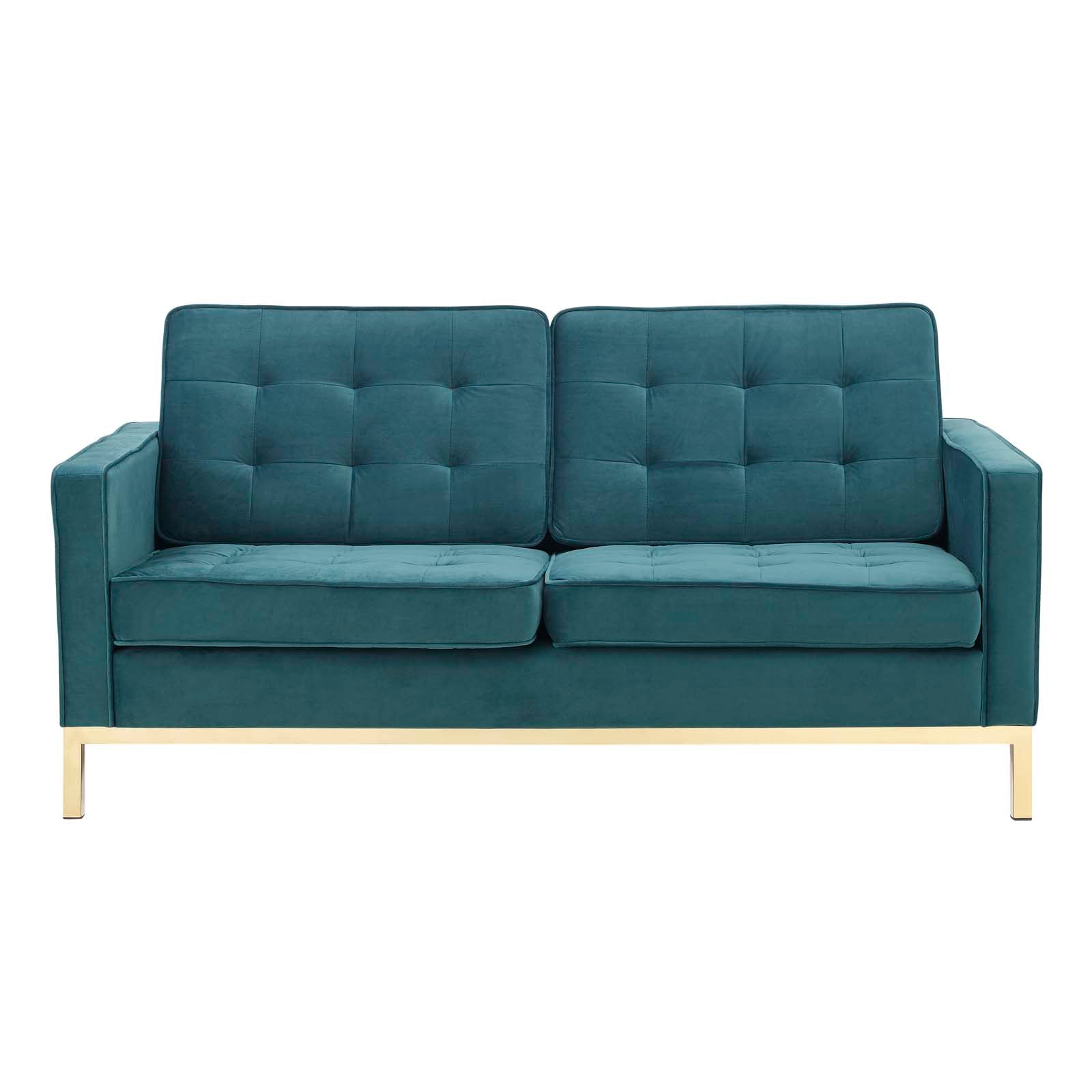 Loft Gold Stainless Steel Leg Performance Velvet Loveseat By HouseBean