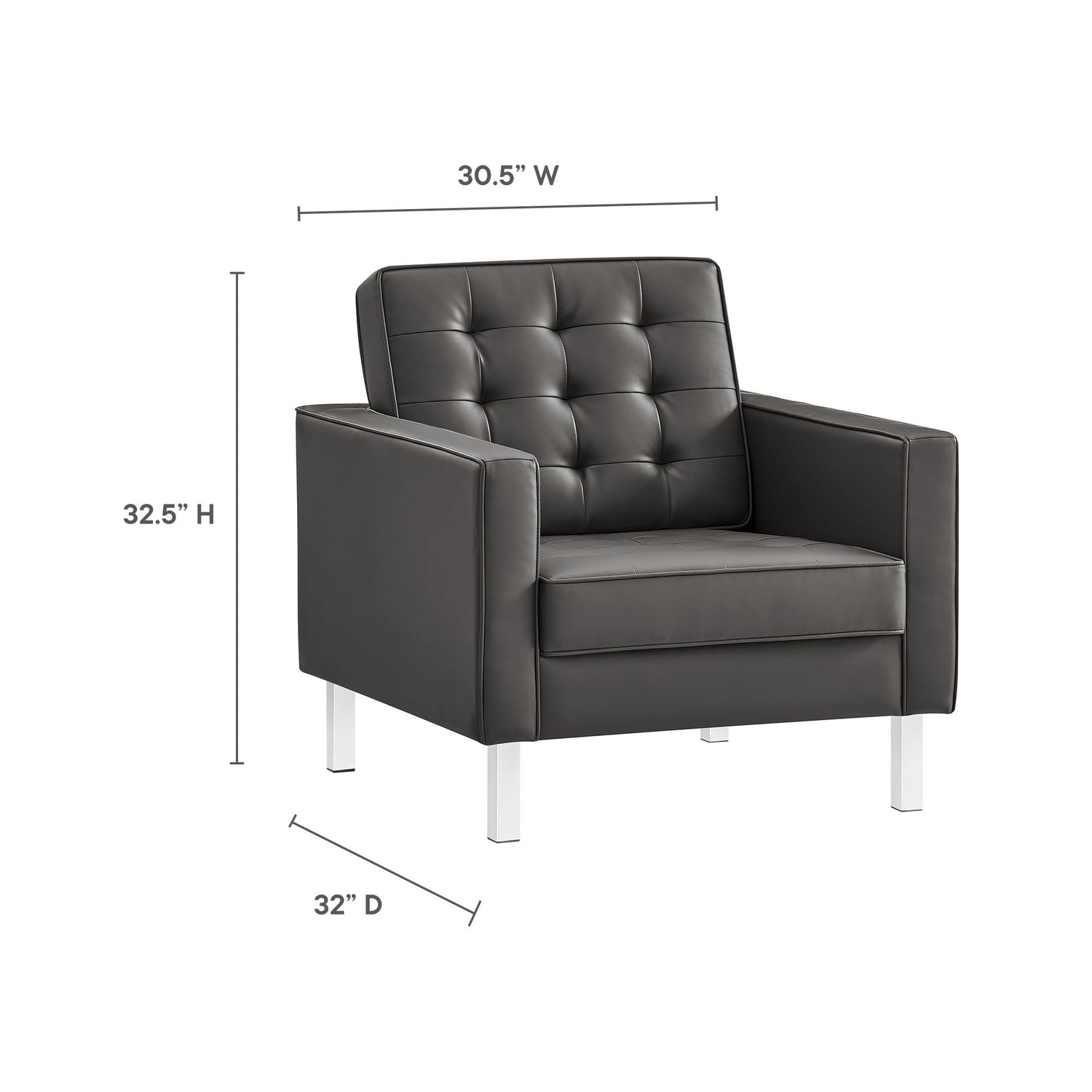 Loft Tufted Vegan Leather 3-Piece Furniture Set by Modway