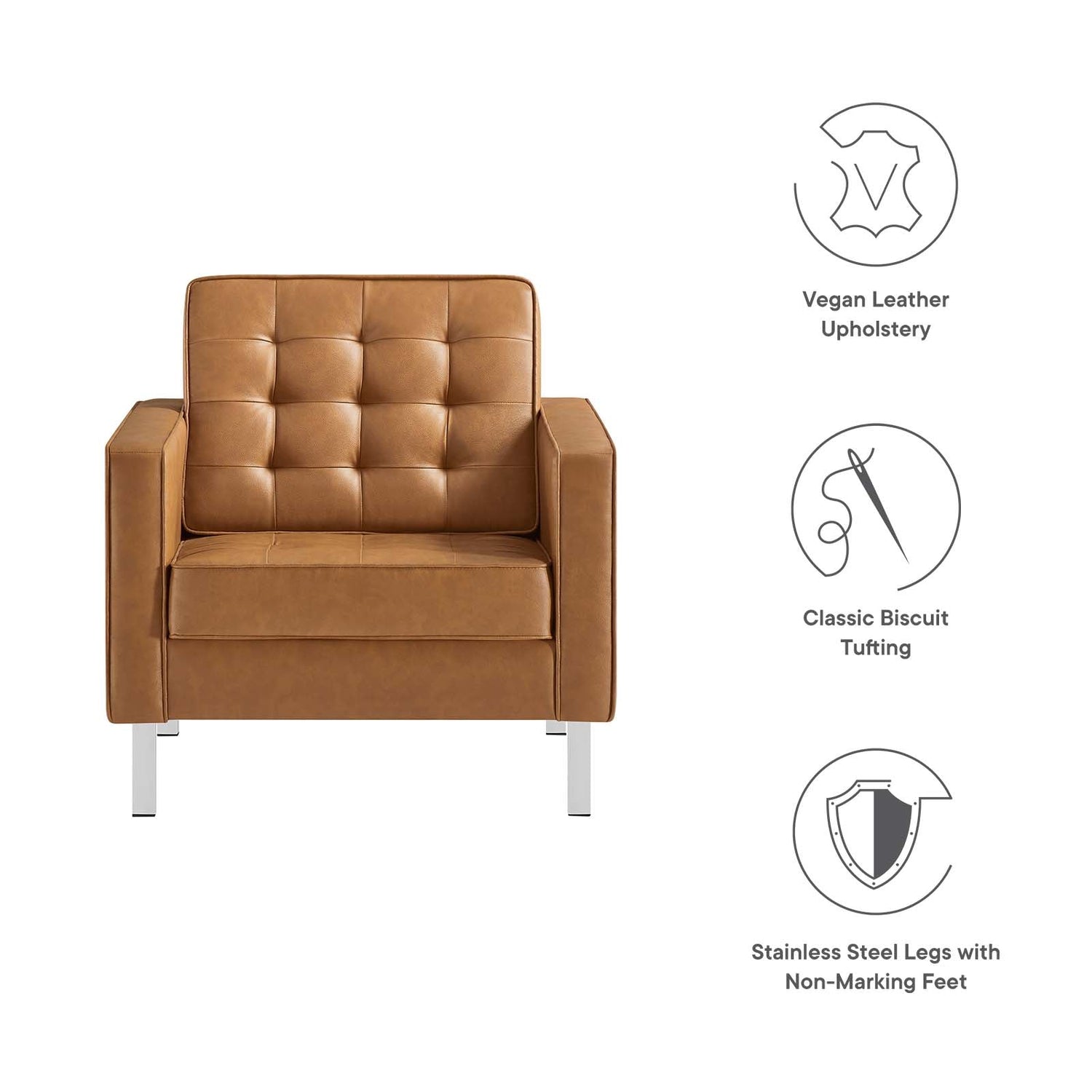 Loft Tufted Vegan Leather Armchair by Modway