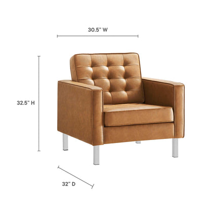 Loft Tufted Vegan Leather Armchair By HouseBean