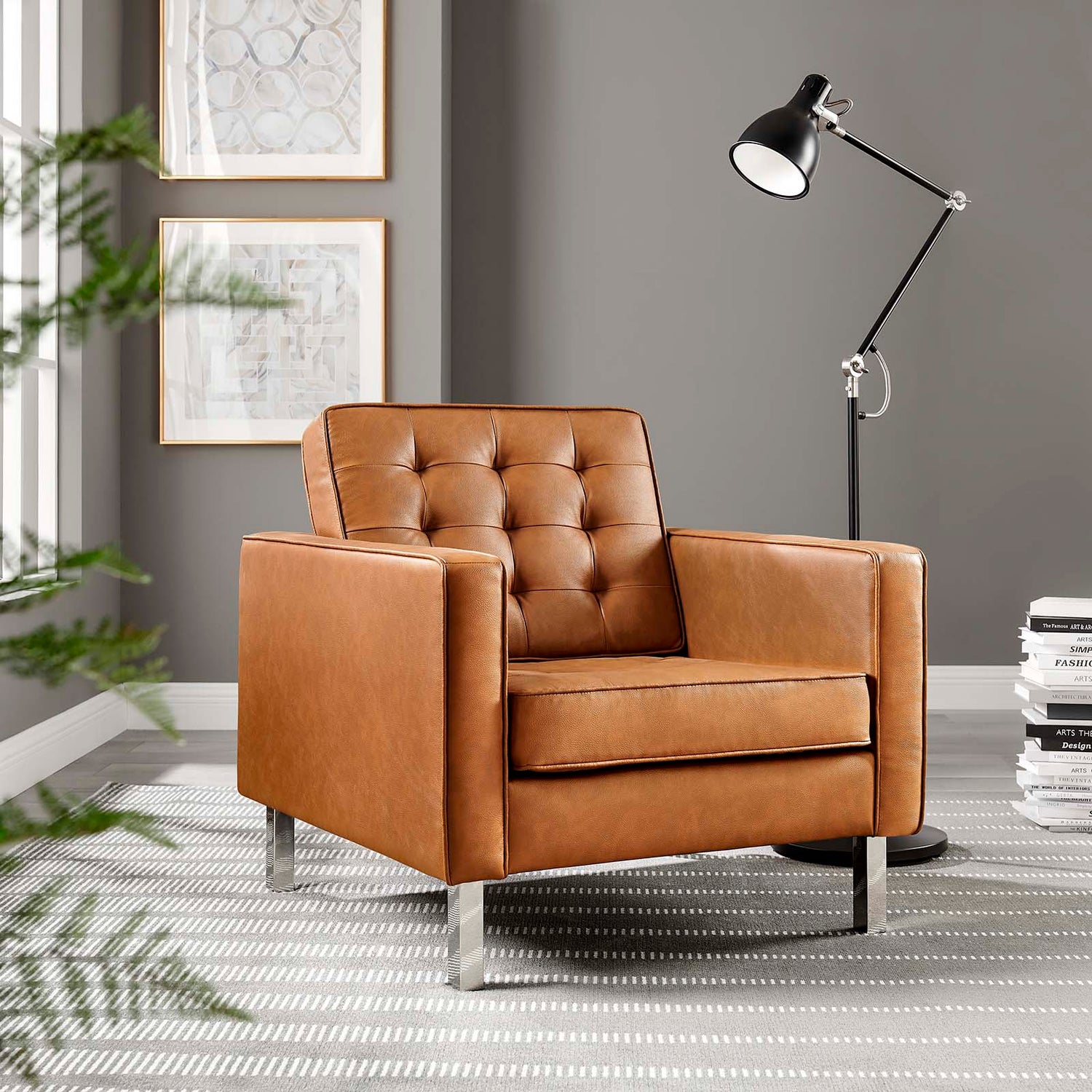 Loft Tufted Vegan Leather Armchair By HouseBean