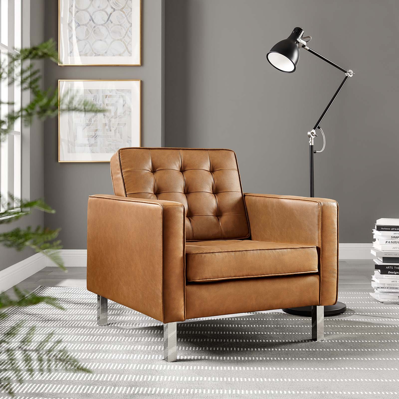 Loft Tufted Vegan Leather Armchair By HouseBean