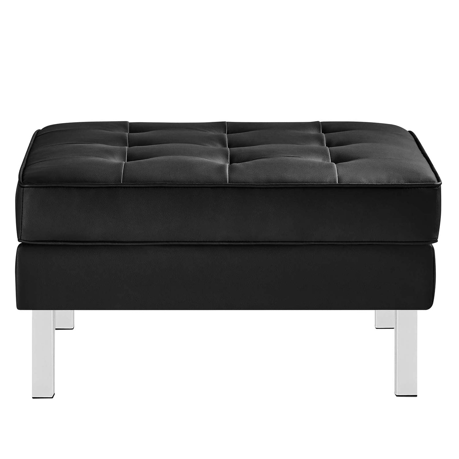 Loft Tufted Vegan Leather Ottoman By HouseBean