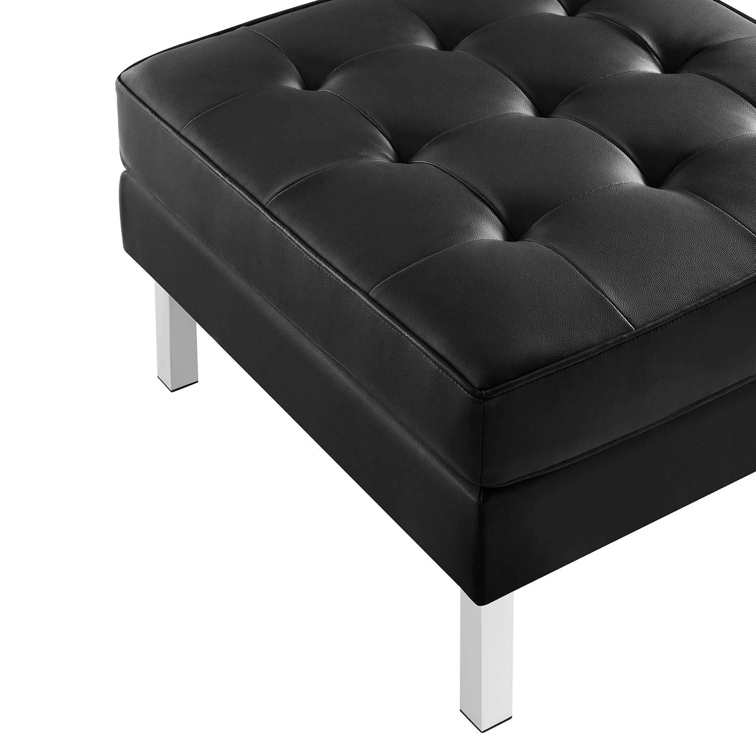 Loft Tufted Vegan Leather Ottoman By HouseBean