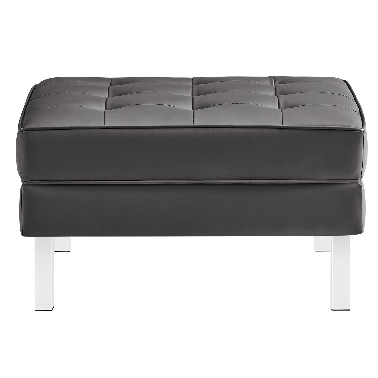 Loft  Tufted Vegan Leather Armchair and Ottoman Set