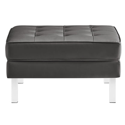 Loft  Tufted Vegan Leather Sofa and Ottoman Set