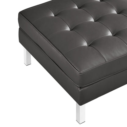 Loft  Tufted Vegan Leather Armchair and Ottoman Set