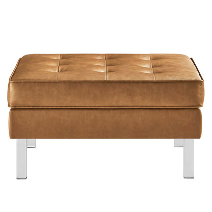 Loft Tufted Vegan Leather Ottoman By HouseBean