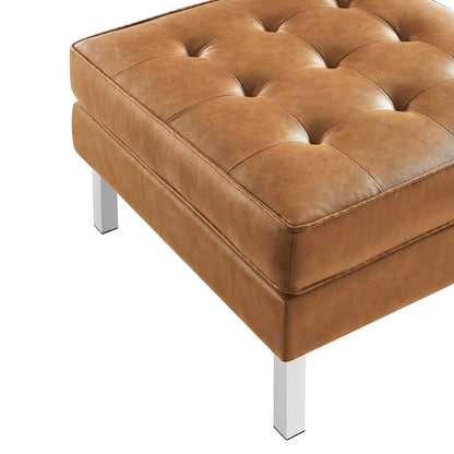 Loft Tufted Vegan Leather Ottoman By HouseBean