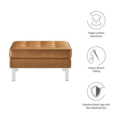 Loft Tufted Vegan Leather Ottoman By HouseBean