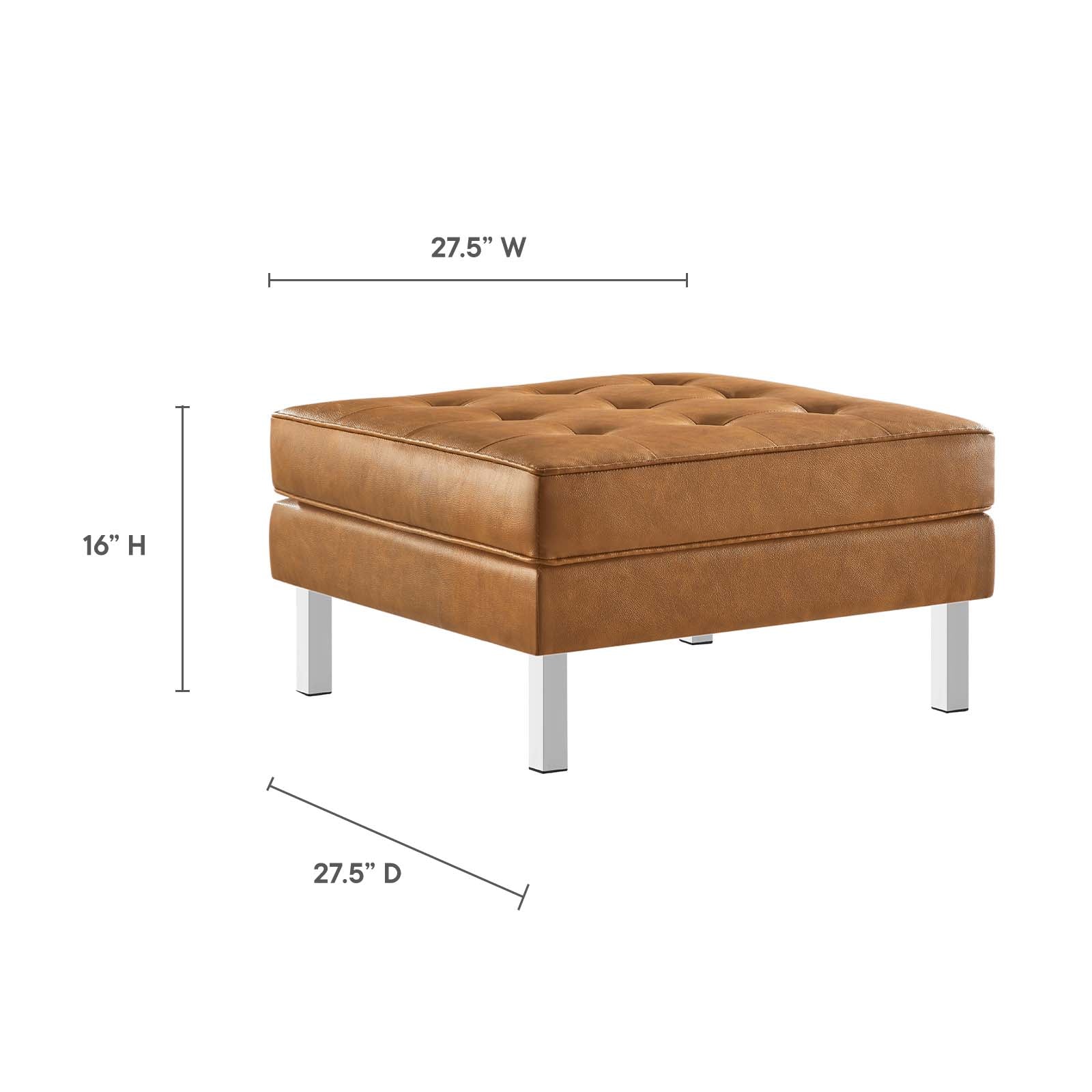 Loft Tufted Vegan Leather Ottoman By HouseBean