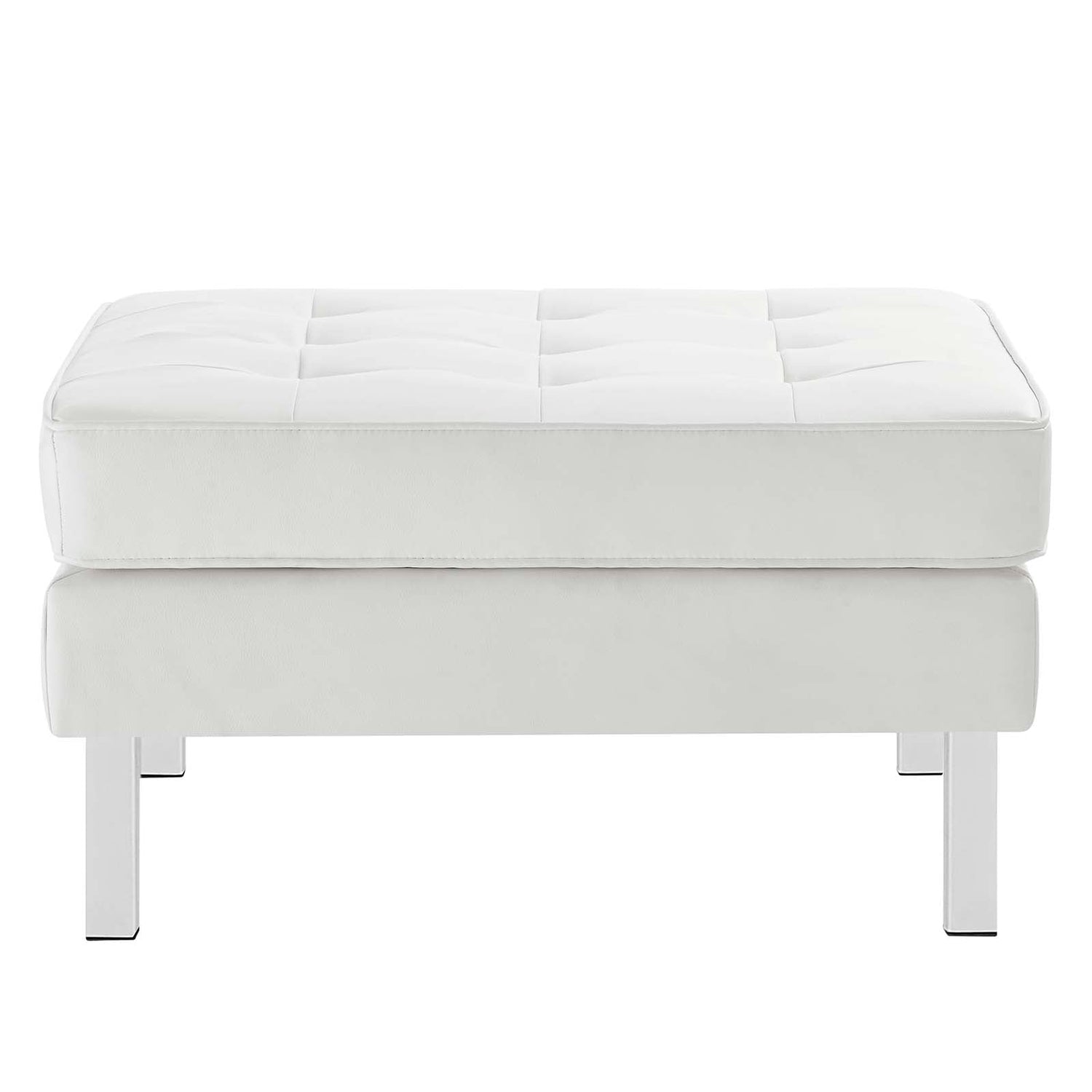 Loft Tufted Vegan Leather Ottoman By HouseBean