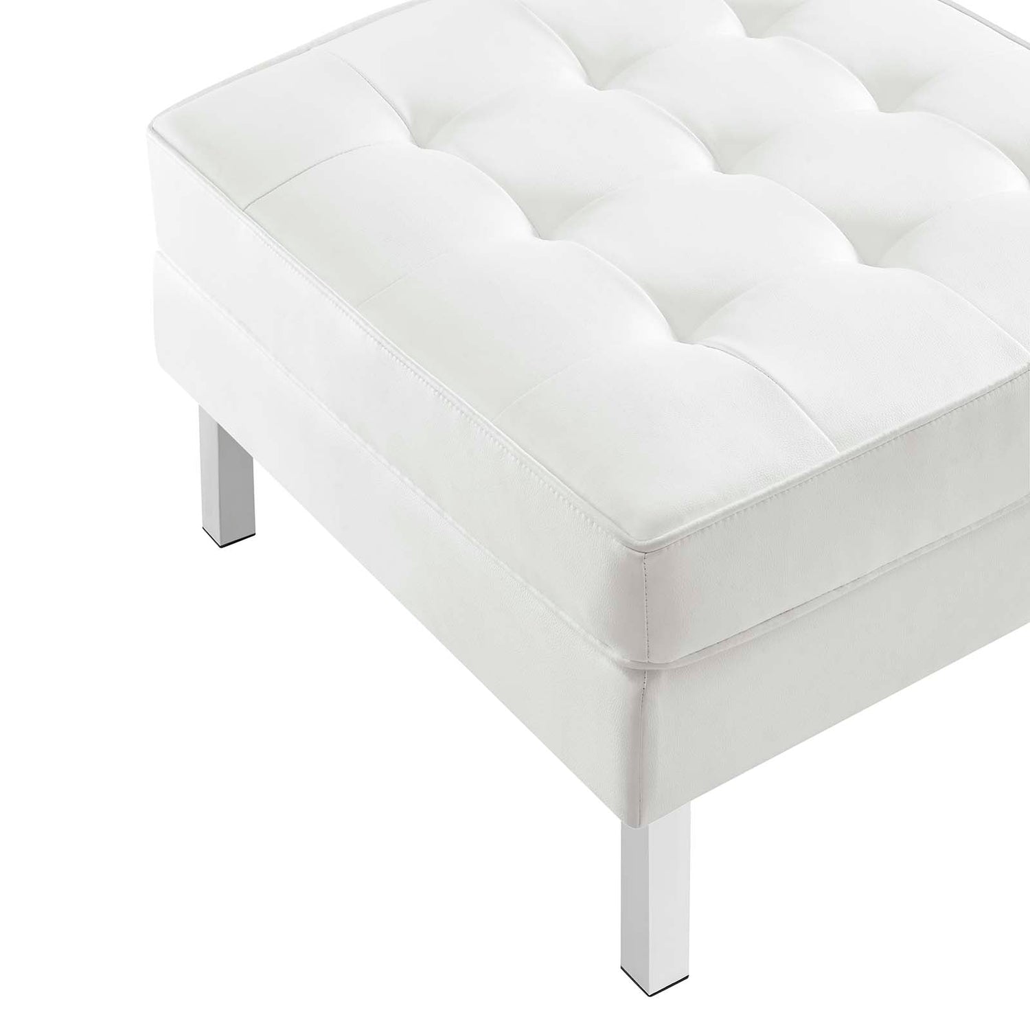 Loft Tufted Vegan Leather Ottoman By HouseBean