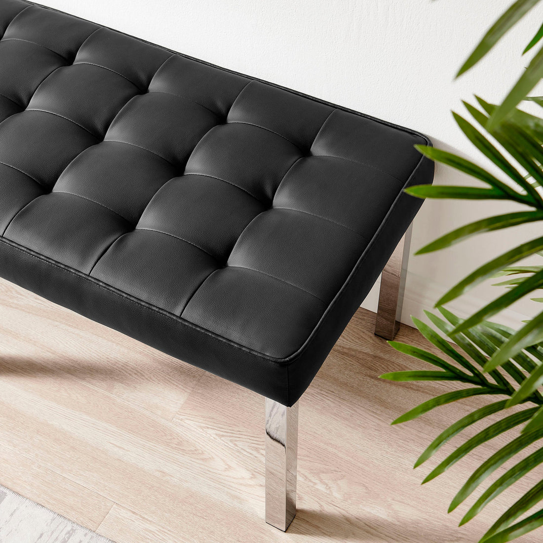 Loft Tufted Vegan Leather Bench by Modway