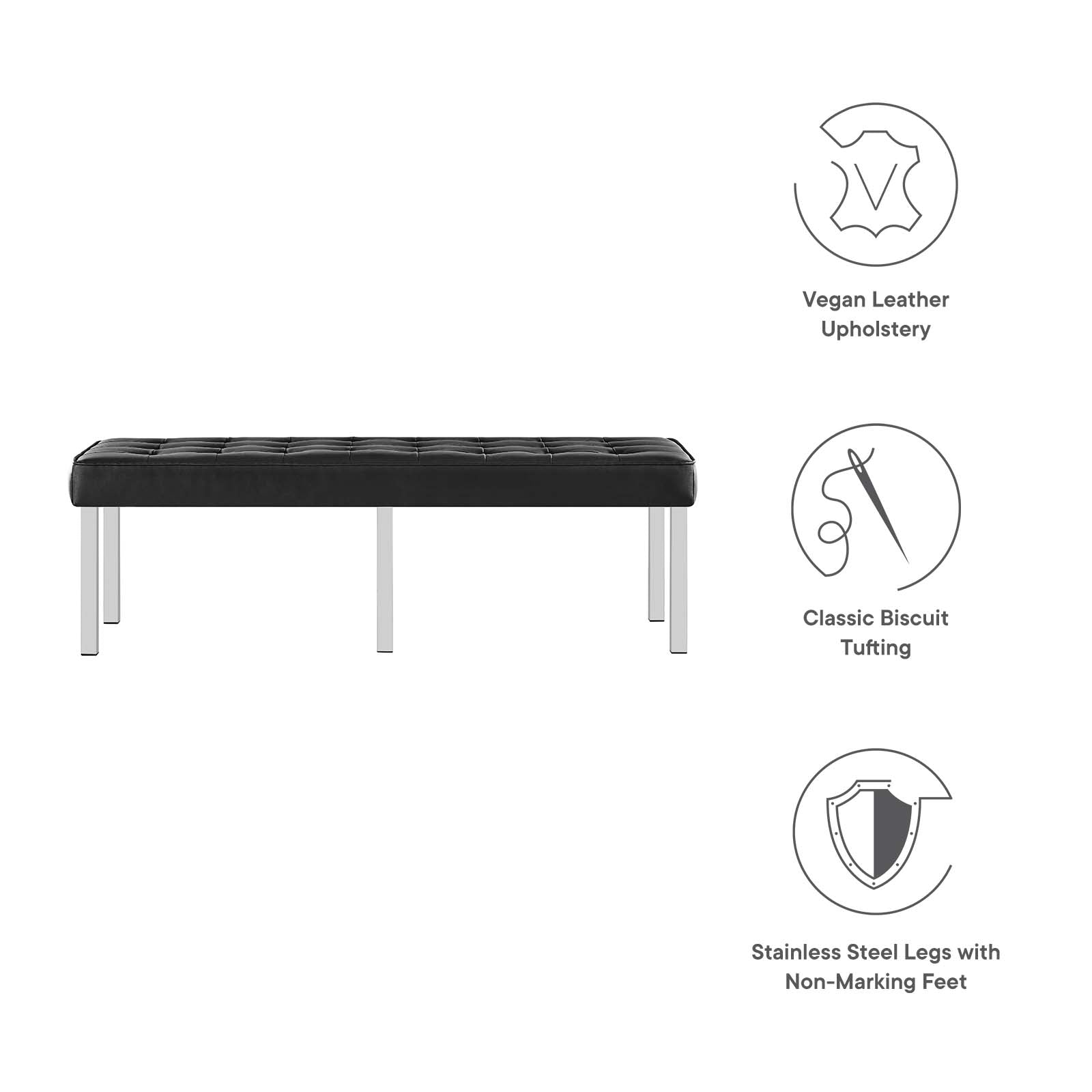 Loft Tufted Vegan Leather Bench By HouseBean