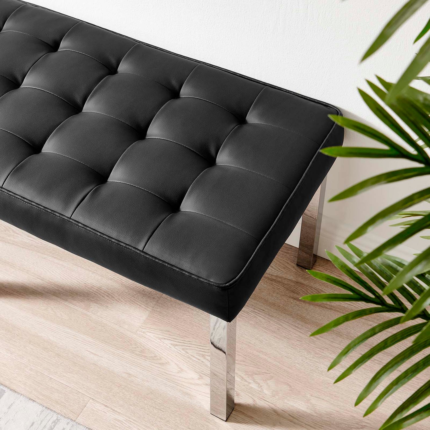 Loft Tufted Vegan Leather Bench By HouseBean