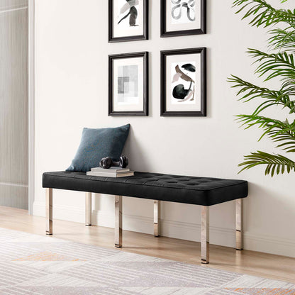 Loft Tufted Vegan Leather Bench By HouseBean