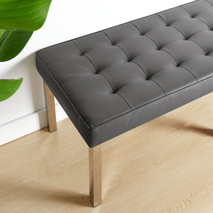 Loft Tufted Vegan Leather Bench By HouseBean