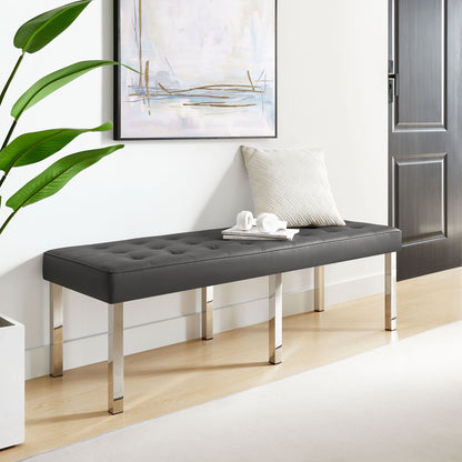 Loft Tufted Vegan Leather Bench By HouseBean