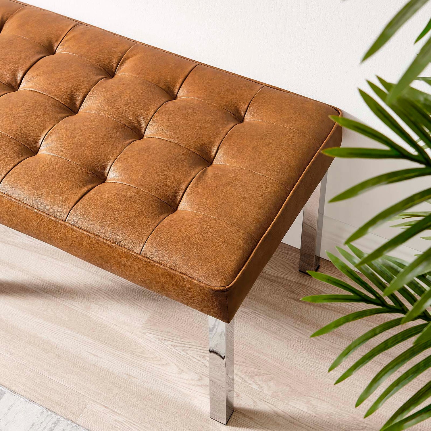 Loft Tufted Vegan Leather Bench By HouseBean