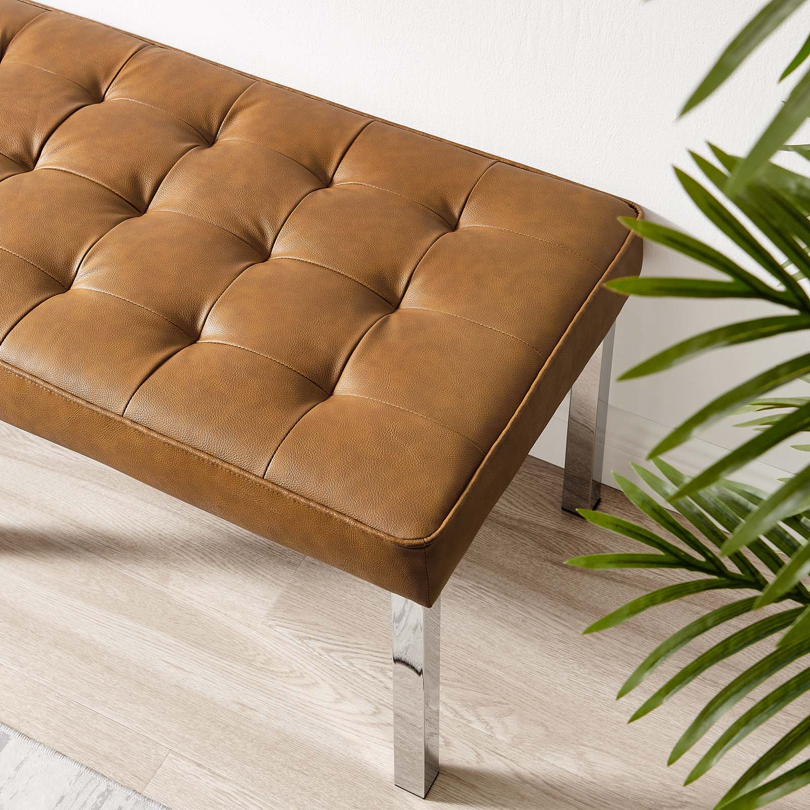 Loft Tufted Vegan Leather Bench By HouseBean