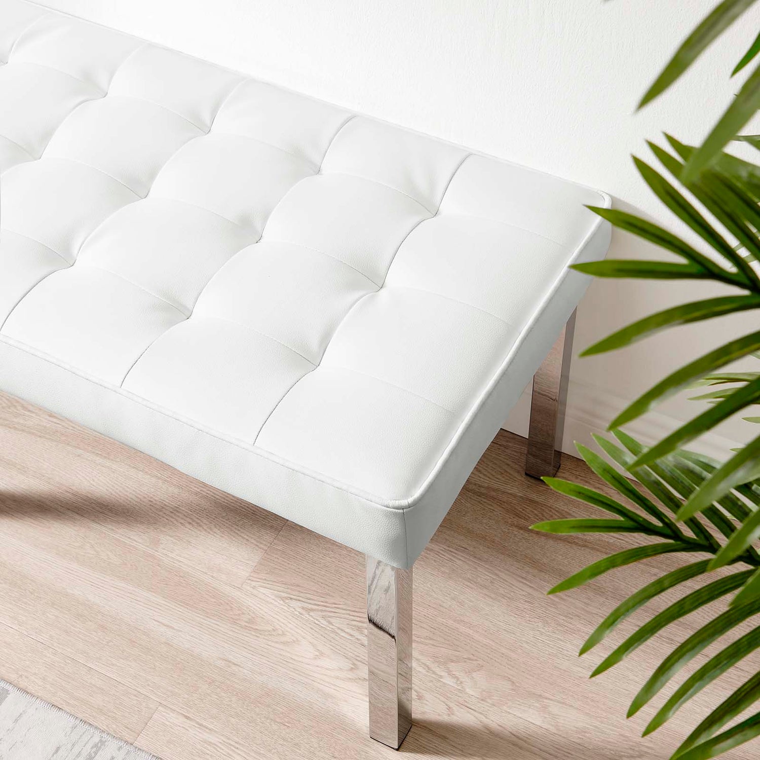 Loft Tufted Vegan Leather Bench By HouseBean