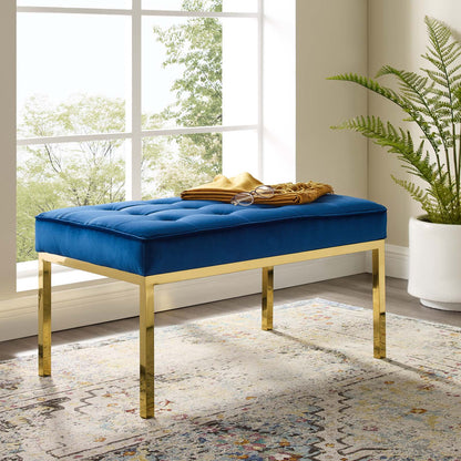 Loft Gold Stainless Steel Leg Medium Performance Velvet Bench by Modway