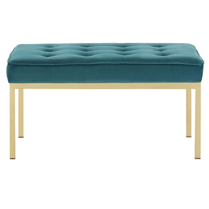 Loft Gold Stainless Steel Leg Medium Performance Velvet Bench by Modway