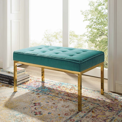 Loft Gold Stainless Steel Leg Medium Performance Velvet Bench by Modway