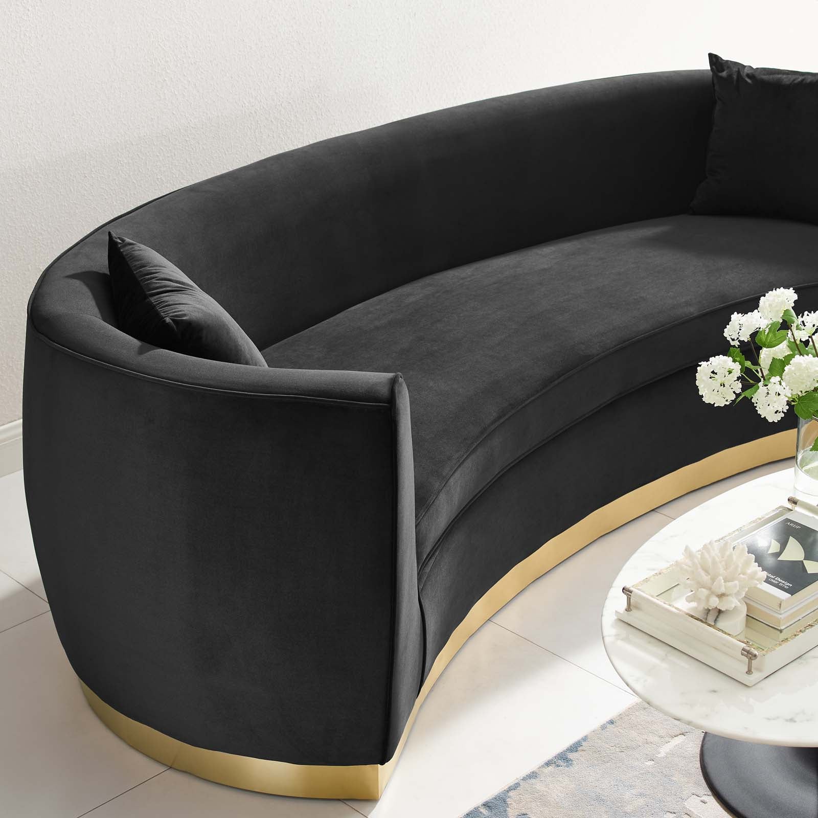 Resolute Curved Performance Velvet Sofa By HouseBean