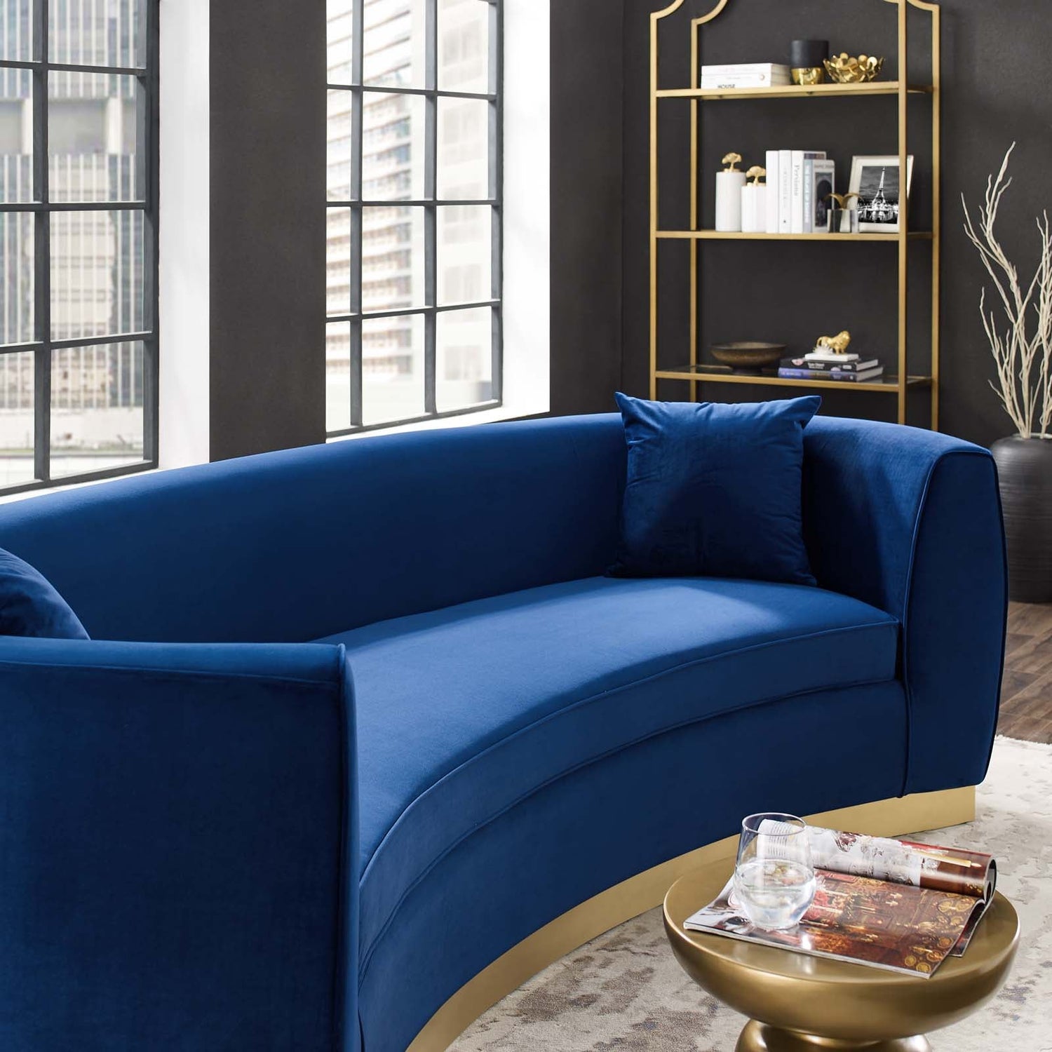 Resolute Curved Performance Velvet Sofa By HouseBean