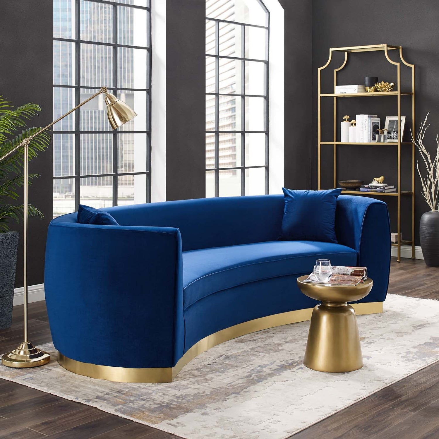 Resolute Curved Performance Velvet Sofa By HouseBean