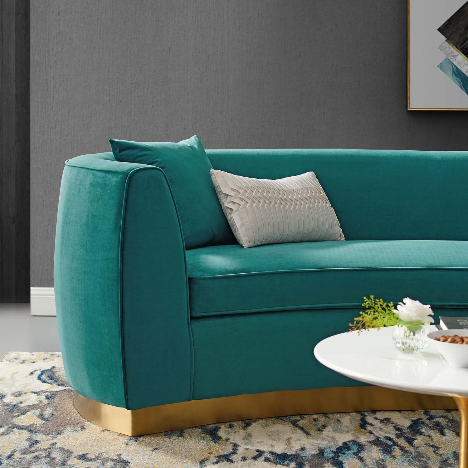 Resolute Curved Performance Velvet Sofa By HouseBean