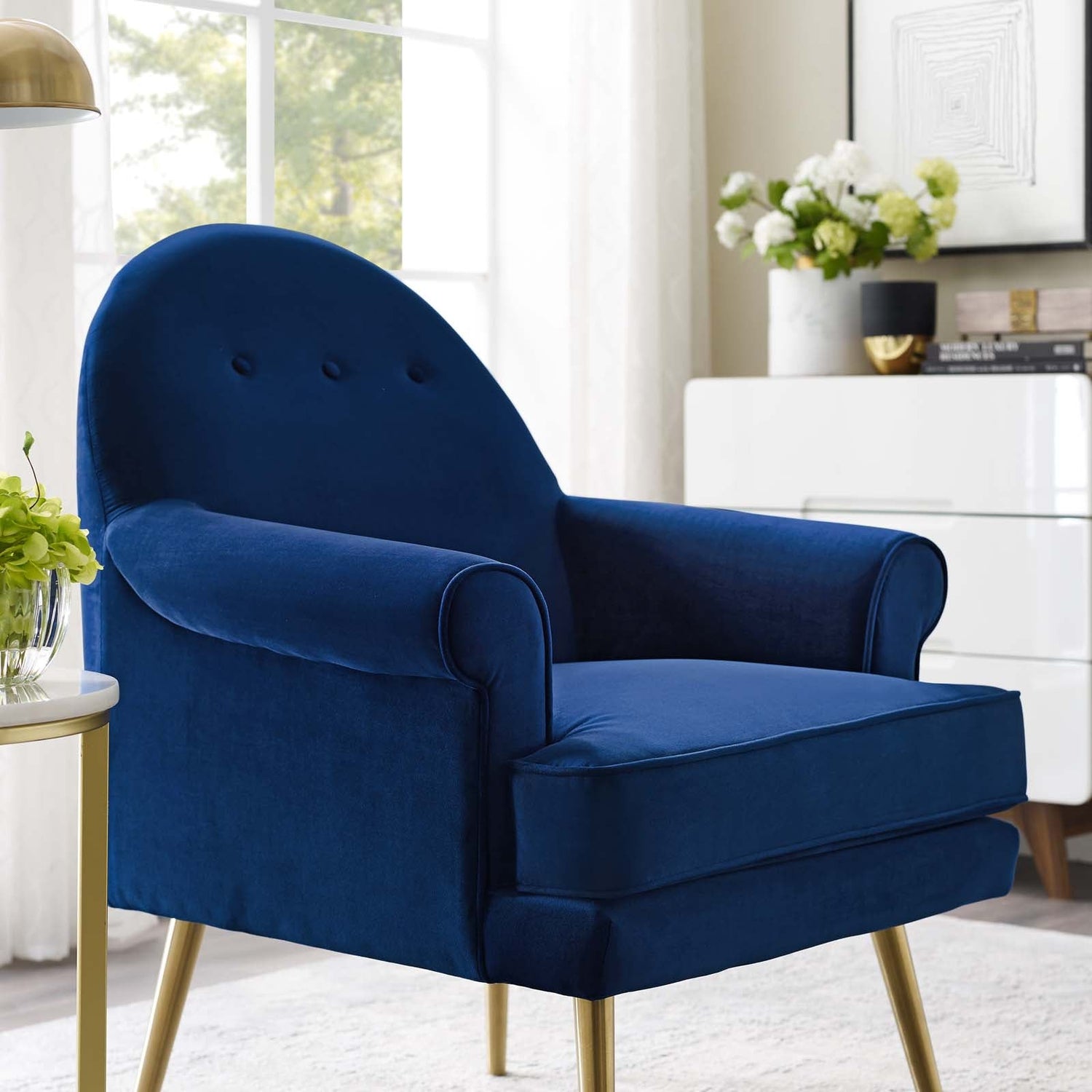 Revive Tufted Button Accent Performance Velvet Armchair By HouseBean