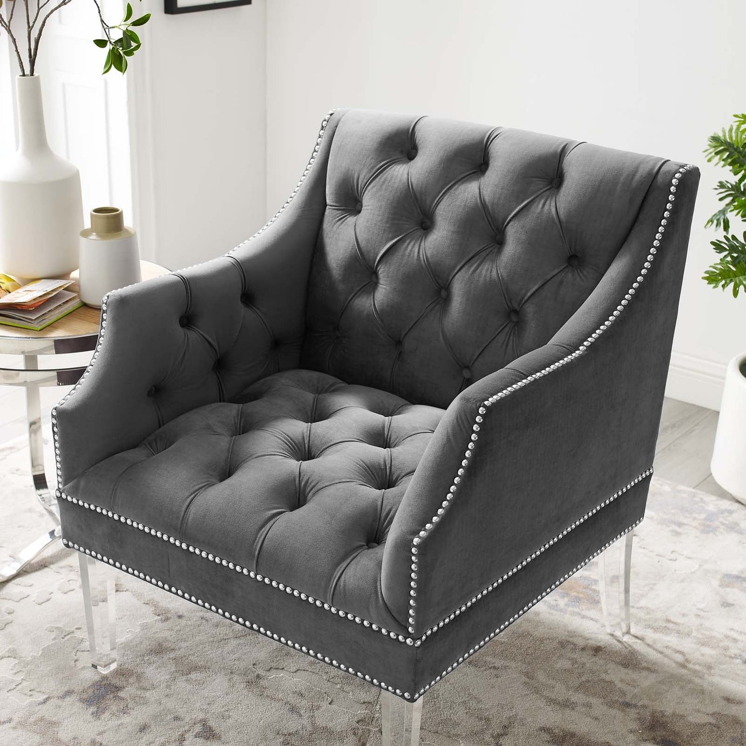 Proverbial Tufted Button Accent Performance Velvet Armchair by Modway