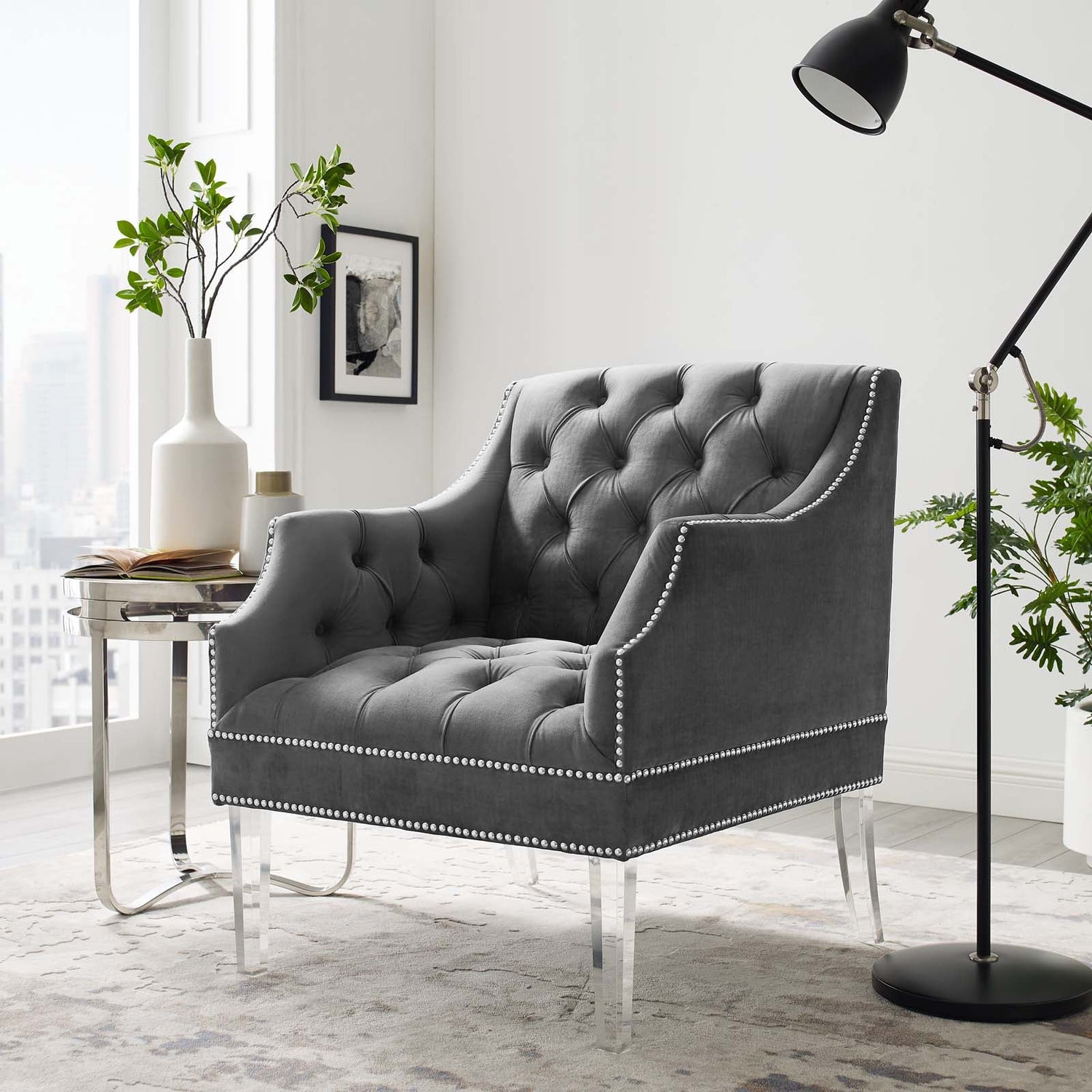 Proverbial Tufted Button Accent Performance Velvet Armchair by Modway