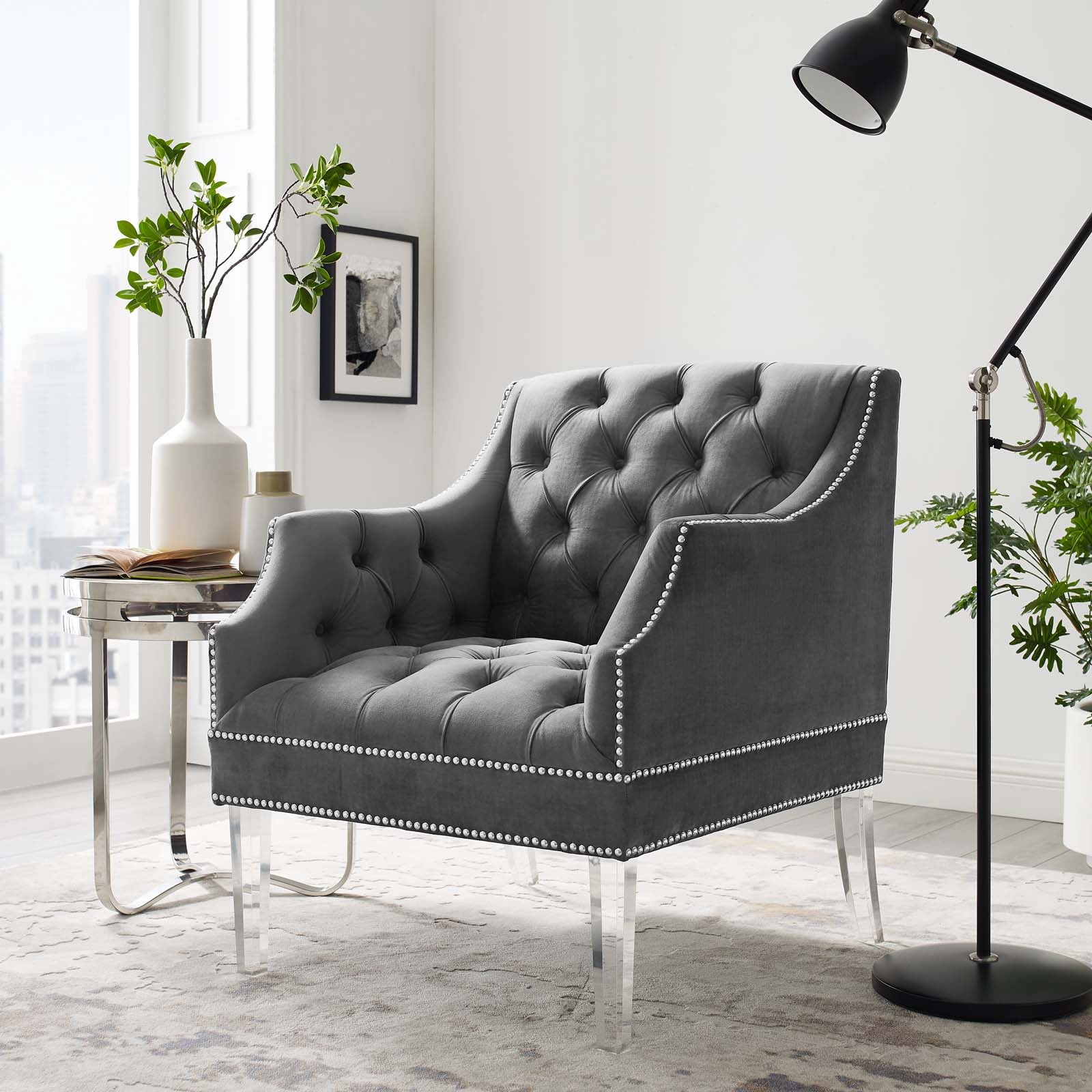 Proverbial Tufted Button Accent Performance Velvet Armchair by Modway