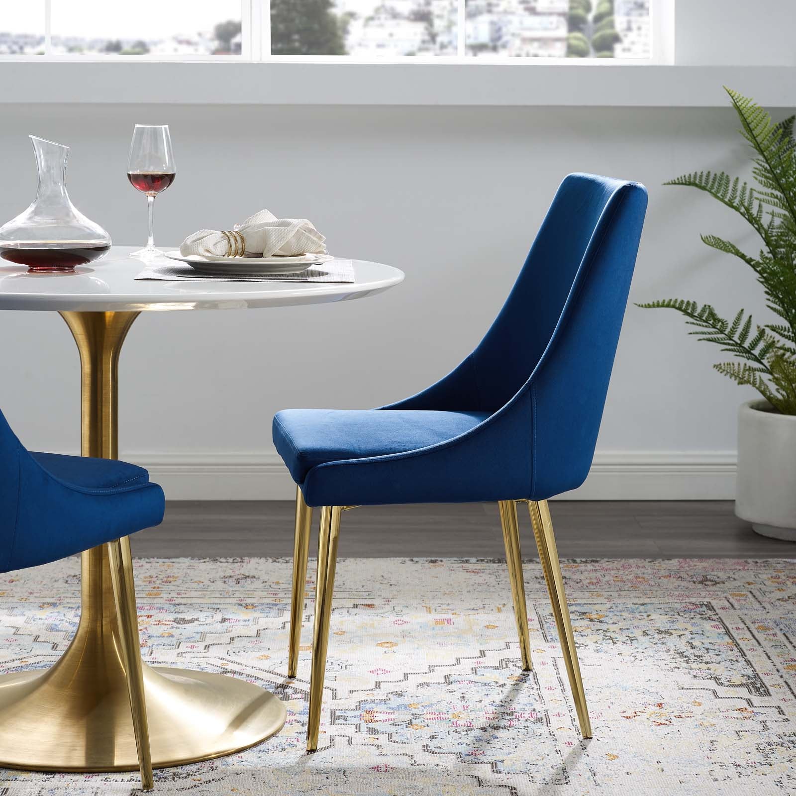 Viscount Modern Accent Performance Velvet Dining Chair By HouseBean